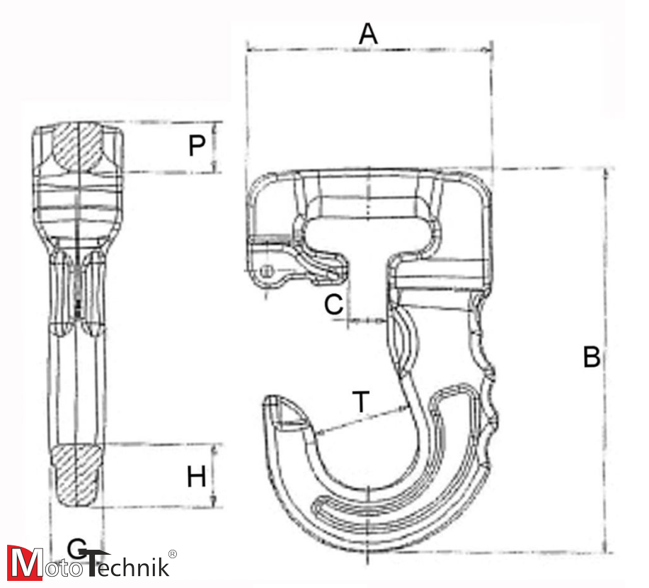 Hak do zawiesi pasowych PROLUX 1000 kg 123 mm ( 556905 )